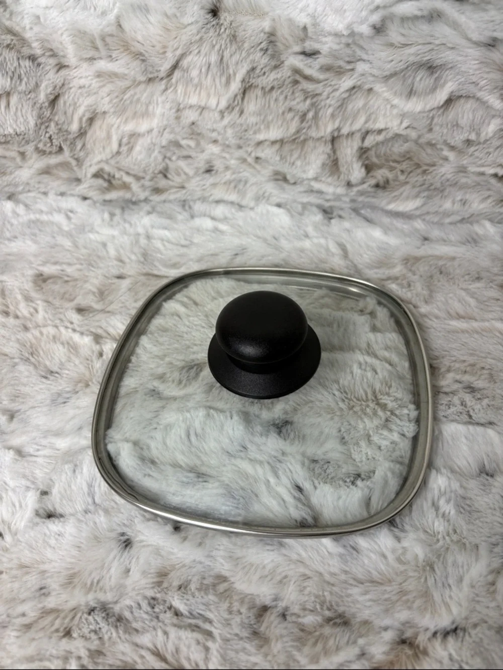 7” Square Glass Replacement Lid with Black Knob